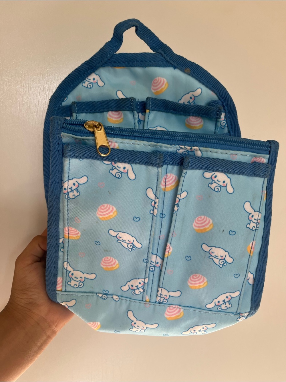 Cute Blue Kids Accessory Pouch with Character Print
